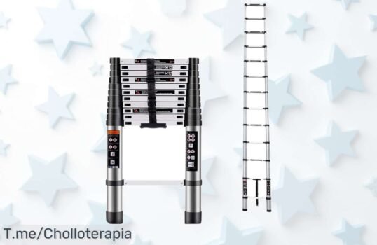 Escalera telescópica súper fuerte hasta 4,4 m con material duradero precio loco y super chollo con descuento brutal oferta única corre antes que se agoten