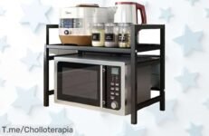 Estantería microonda de metal ajustable con estante extensible oferta nunca vista para organizar tu cocina aprovecha este super chollo y descuento brutal unidad limitada