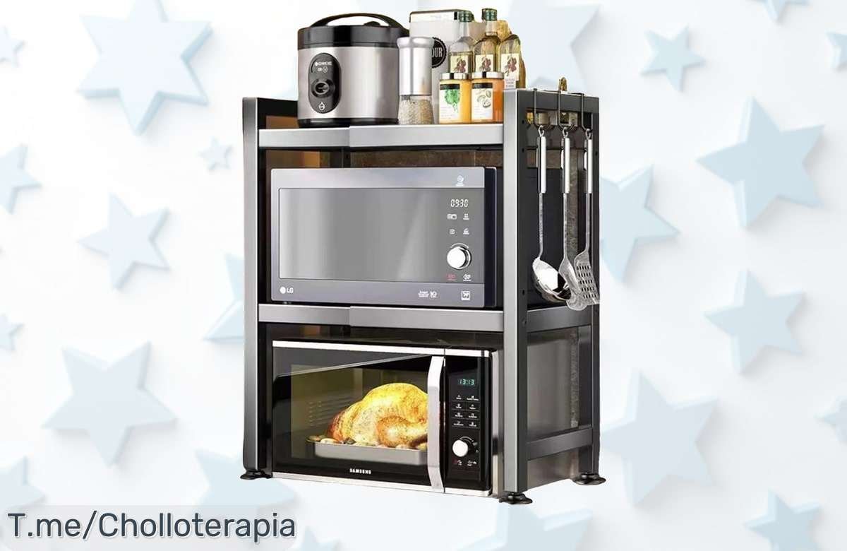 Estantería para microondas ajustable con caída de precio brutal organiza tu cocina ahora mismo precio loco y ofertón limitado ¡aprovecha antes que se agote!