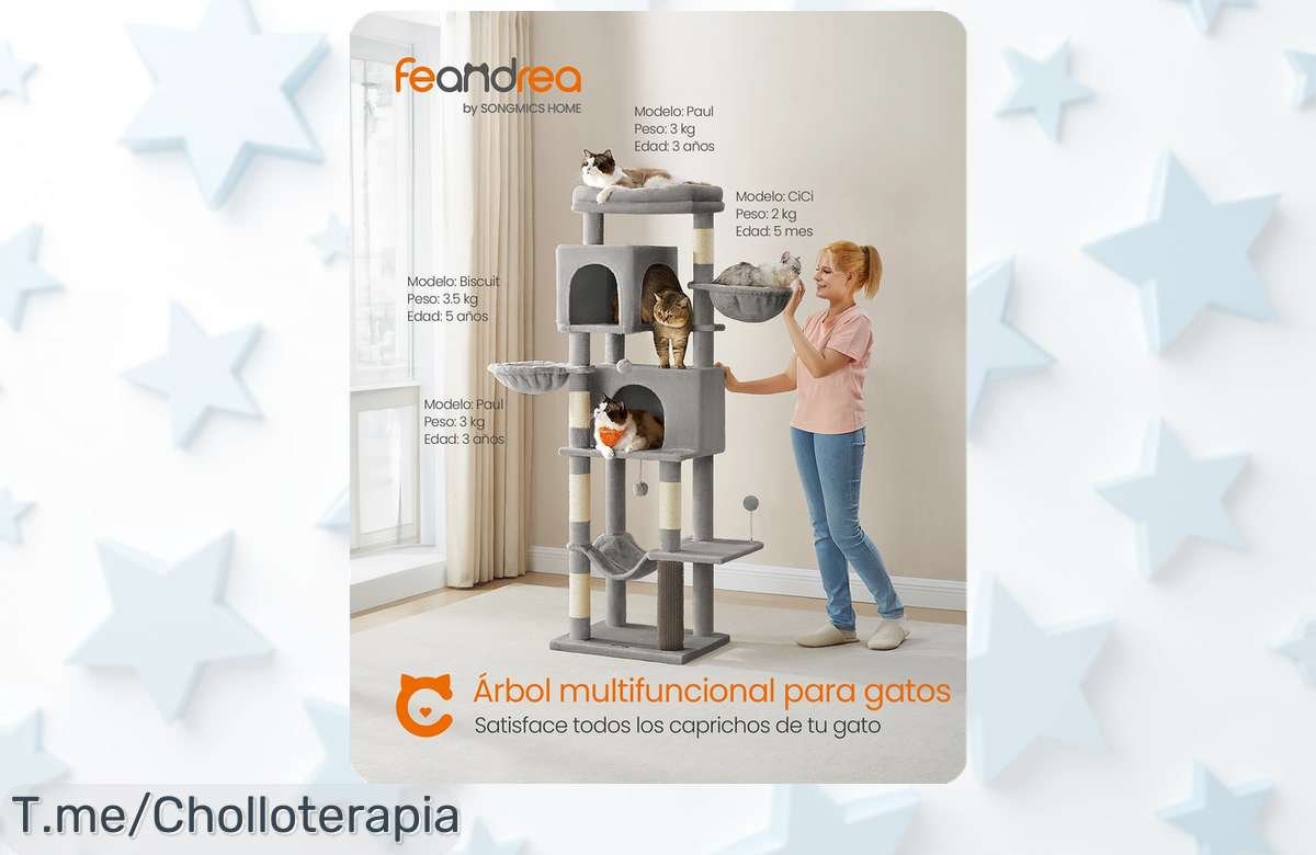 Feandrea árbol para gatos de 175cm con cuevas, cestas y hamaca precio loco nunca visto aprovecha este ofertón descuento brutal limitado actúa ya antes que se acabe
