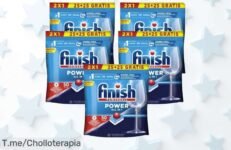 Finish power all in 1 mega pack con hasta 250 pastillas sin fosfatos elimina la grasa más dura en un ofertón con descuento brutal aprovecha antes que se acabe