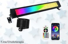 Foco LED RGB exterior 50W con control por app y mando, cambia millones de colores para iluminar tus fiestas ¡Nunca visto descuento brutal, precio loco solo hoy aprovecha este ofertón!