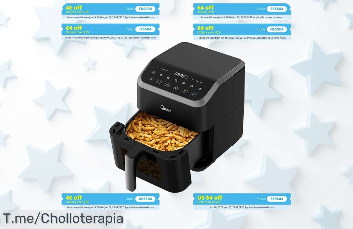 Freidora de aire Midea 5 litros con tecnología HeatXpress y 90% sin aceite disfruta un super chollo con descuento brutal que nunca antes viste actúa ya oferta limitada