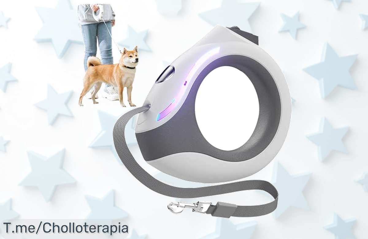 Genérica correa retráctil para perros con linterna recargable y bloqueo seguro a precio loco aprovecha este ofertón único descuento brutal que nunca volverá compra ya