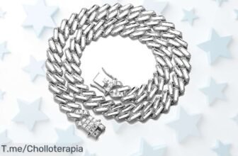 Halukakah cadena diamante cubano 15mm con brillo imbatible por chapado cinco veces oro blanco y circones atemporales, aprovecha este ofertón único que vuela ya mismo