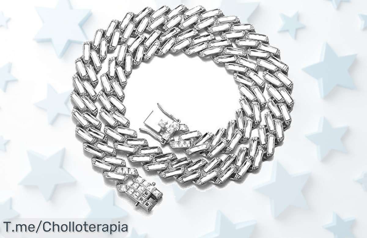 Halukakah cadena diamante cubano 15mm con brillo imbatible por chapado cinco veces oro blanco y circones atemporales, aprovecha este ofertón único que vuela ya mismo