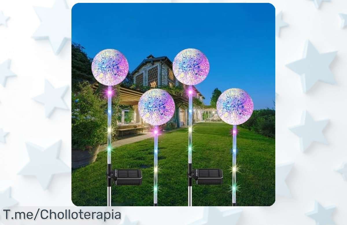 Ilumina tu jardín con 4 lámparas solares resistentes al agua luces led multimodo en un ofertón de descuento brutal precio de ganga único y limitado actúa ya
