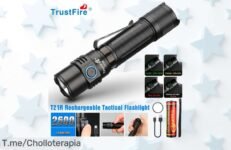 ¡Ilumina tus noches con la increíble linterna Led T21R a 2600 lúmenes! Super chollo y batería recargable, no pierdas esta oferta limitada ¡Compra ya tu descuento brutal!