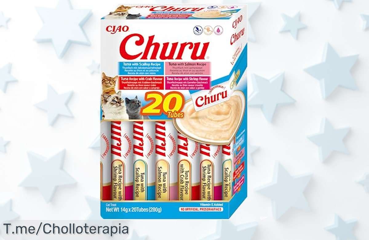 Inaba Churu 20 snacks deliciosos para gatos con atún y mariscos textura suave que tu felino adorará aprovecha este super chollo precio loco por tiempo limitado compra ya