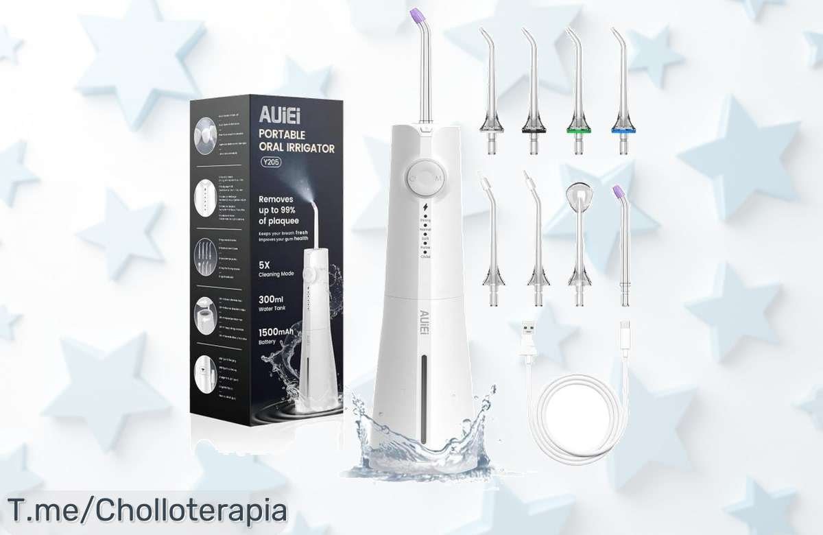 Irrigador bucal portátil Timits con 8 boquillas y 5 modos a un precio loco nunca visto cuida tu sonrisa al máximo Aprovecha este ofertón limitado ¡compra ya!