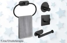 Juego de 4 toalleros en acero inoxidable sin taladros con cinta 3M precio loco y descuento brutal para ordenar baño o cocina oferta limitada ¡compra ya este super chollo!