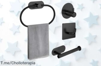 Juego de 4 toalleros en acero inoxidable sin taladros con cinta 3M precio loco y descuento brutal para ordenar baño o cocina oferta limitada ¡compra ya este super chollo!
