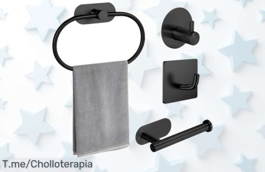 Juego de 4 toalleros en acero inoxidable sin taladros con cinta 3M precio loco y descuento brutal para ordenar baño o cocina oferta limitada ¡compra ya este super chollo!