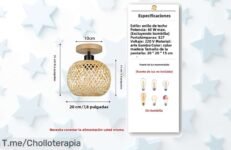 Lámpara colgante de bambú tejida con estilo único y luz cálida que transforma tu espacio aprovecha este super chollo a precio de ganga limitado ¡compra ya!