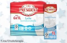 Leche Président semidesnatada pack 6 litros con calcio para tus huesos y energía todo el día en un ofertón de precio loco descuento brutal ¡Corre que se agota!