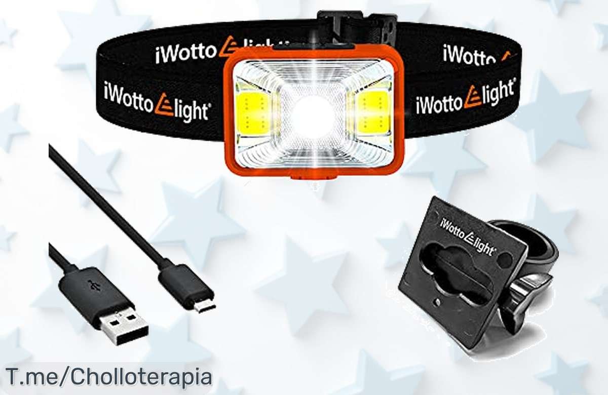 Linterna frontal led iWotto e light super potente con 5 modos y batería usb para alumbrar hasta 100 m precio loco nunca visto corre por este ofertón limitado