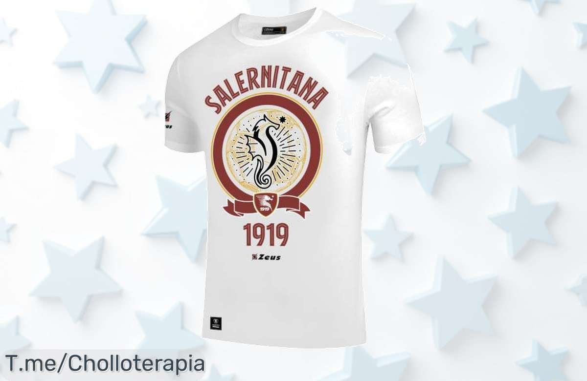 Luce la camiseta oficial US Salernitana 1919 en blanco con diseño Zeus precio loco y descuento brutal nunca visto consigue tu ofertón ya antes que se termine