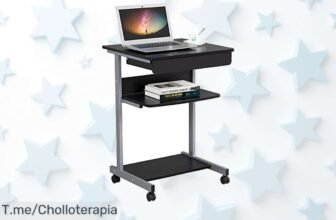 Mesa ordenador Yaheetech con ruedas y cajón espacio extra resistente a un precio loco aprovechar este ofertón único ya antes que se acabe