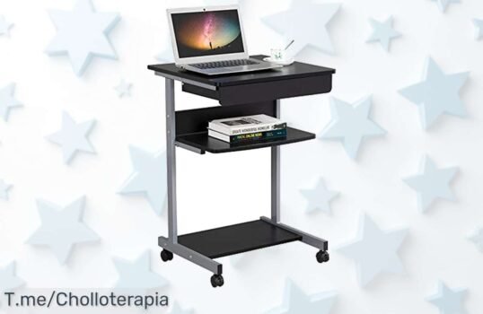 Mesa ordenador Yaheetech con ruedas y cajón espacio extra resistente a un precio loco aprovechar este ofertón único ya antes que se acabe