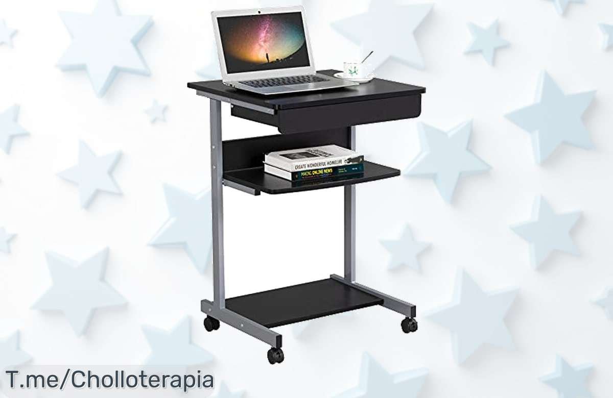 Mesa ordenador Yaheetech con ruedas y cajón espacio extra resistente a un precio loco aprovechar este ofertón único ya antes que se acabe