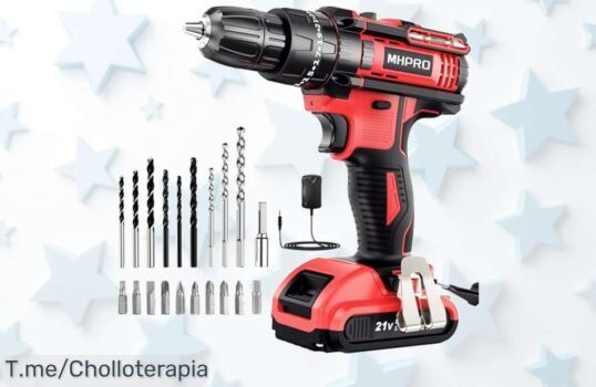 MhpRO taladro percutor 21V con fuerza profesional y 23 accesorios para que trabajes sin esfuerzo disfruta de este ofertón con descuento brutal precio de ganga limitado actúa ya