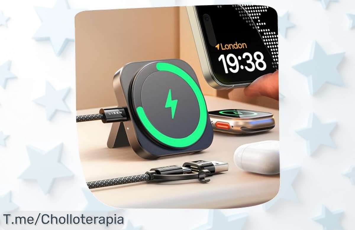 Mini cargador inalámbrico 3 en 1 magnético con descuento brutal carga rápido y sin líos aprovecha este super chollo y precio loco antes que se acabe tu ofertón