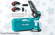 Mini motosierra inalámbrica seesii 1100w potencia brutal con cadena fácil de cambiar y batería potente aprovecha este ofertón con descuento brutal precio loco aguanta poco tiempo