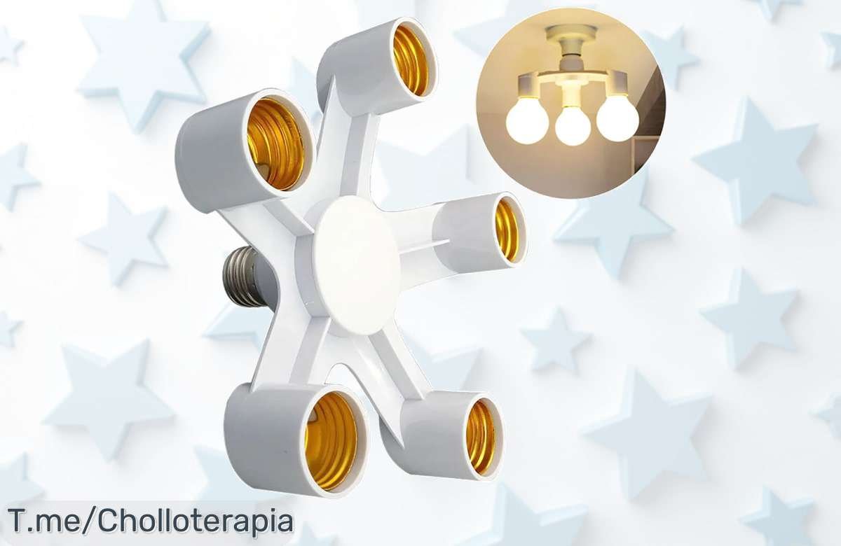 Multiplica tu luz y ahorra a lo grande con el divisor de enchufe E27, ¡ofertón único para conectar hasta 6 lámparas! No pierdas esta oportunidad, compra ya antes que se agoten.