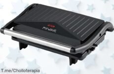 MyWave Contact Grill con placas antiadherentes apertura 90º y potencia de 800W para cocinar fácil disfruta este super chollo con descuento brutal nunca visto ¡aprovecha ya!