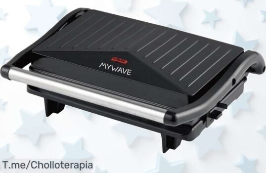 MyWave Contact Grill con placas antiadherentes apertura 90º y potencia de 800W para cocinar fácil disfruta este super chollo con descuento brutal nunca visto ¡aprovecha ya!