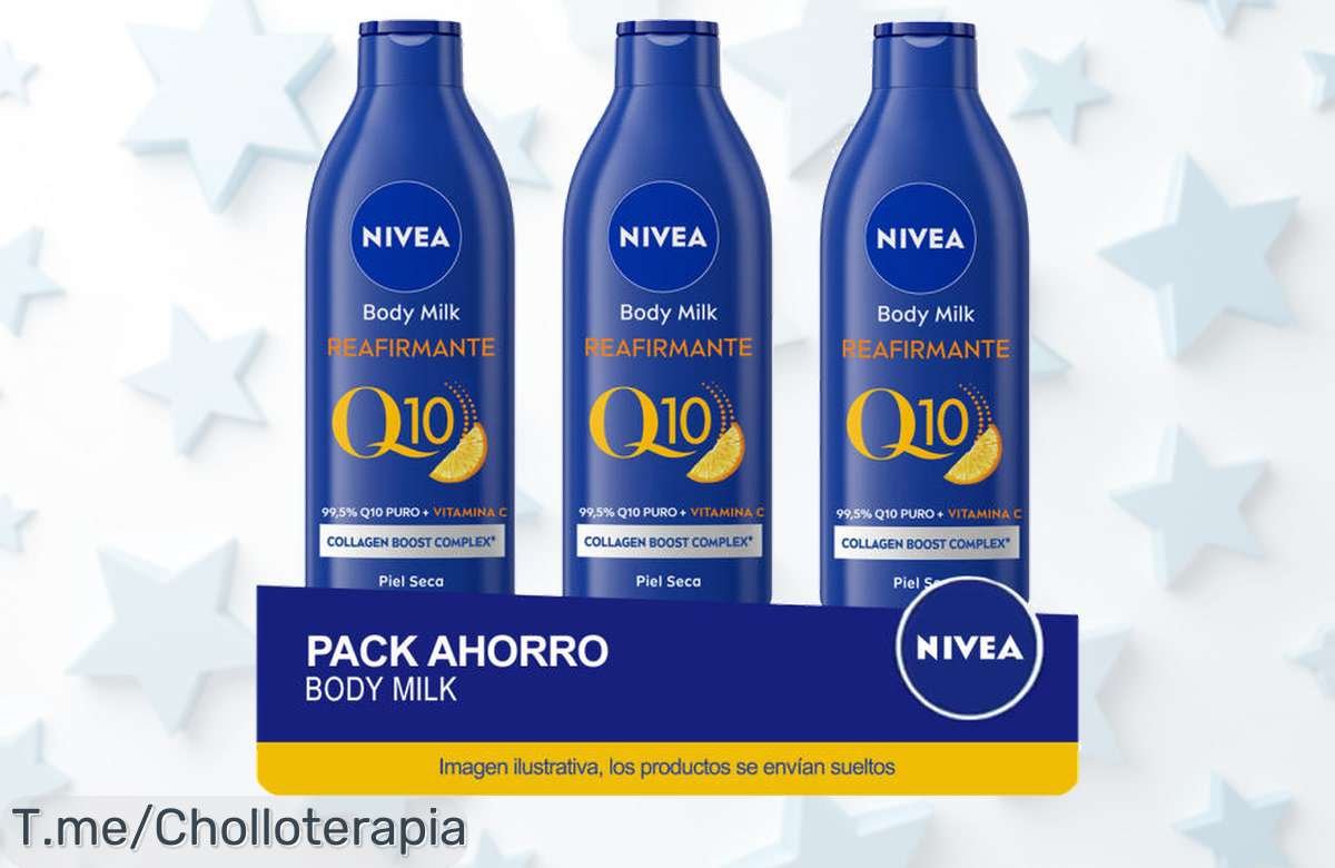 Nivea Q10 Body Milk pack de 3 con descuento brutal piel más firme y súper hidratada en solo 10 días aprovecha este ofertón único precio de ganga ¡compra ya!