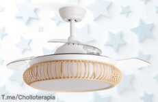 No dejes pasar este ventilador de techo con luz silencioso y diseño en mimbre un super chollo con descuento brutal para darle estilo a tu hogar aprovecha ya