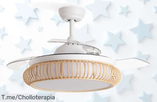 No dejes pasar este ventilador de techo con luz silencioso y diseño en mimbre un super chollo con descuento brutal para darle estilo a tu hogar aprovecha ya