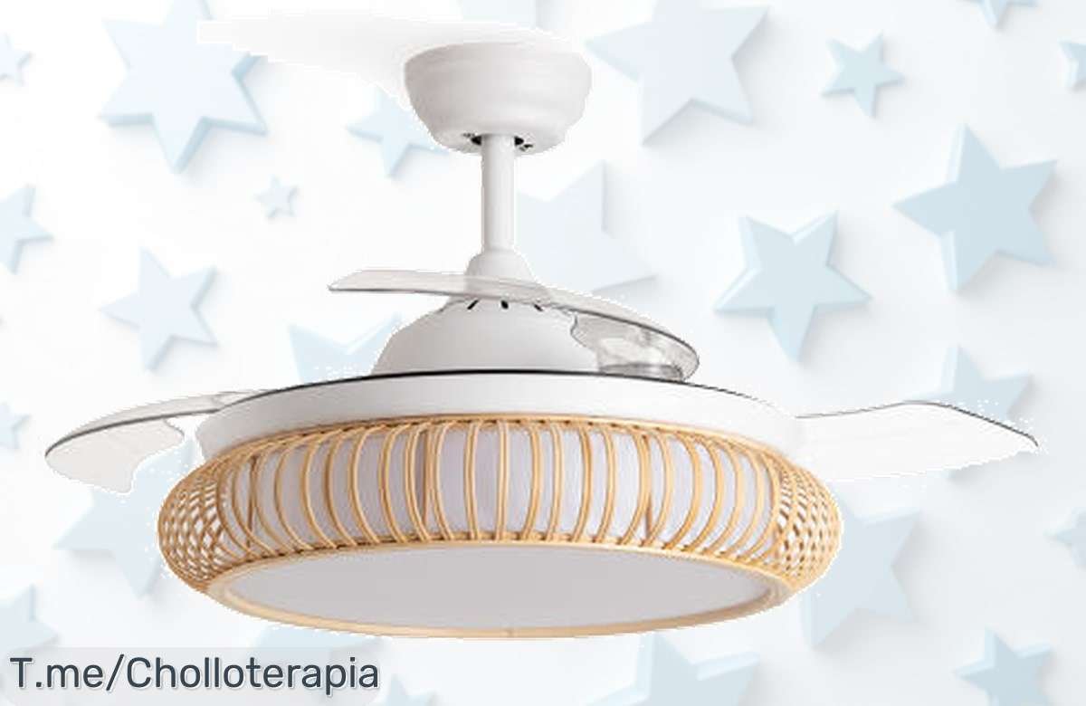 No dejes pasar este ventilador de techo con luz silencioso y diseño en mimbre un super chollo con descuento brutal para darle estilo a tu hogar aprovecha ya