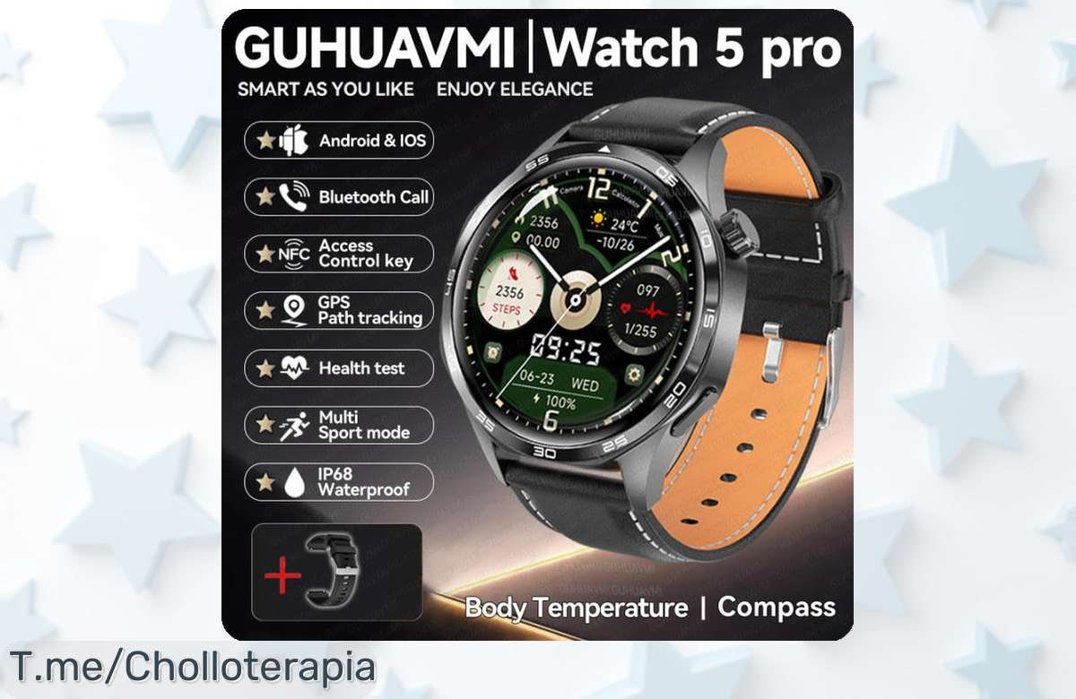 Nuevo reloj 5 Pro con pantalla Amoled y GPS, un super chollo con NFC y resistencia IP68 para cuidar tu salud al máximo ¡ofertón de precio loco que vuela, no lo dejes pasar!