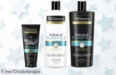 Pack Tresemmé hidrata y purifica con champú, acondicionador y mascarilla cuidado de lujo a precio loco Aprovecha este ofertón nunca visto ¡Corre ya antes que se acabe!