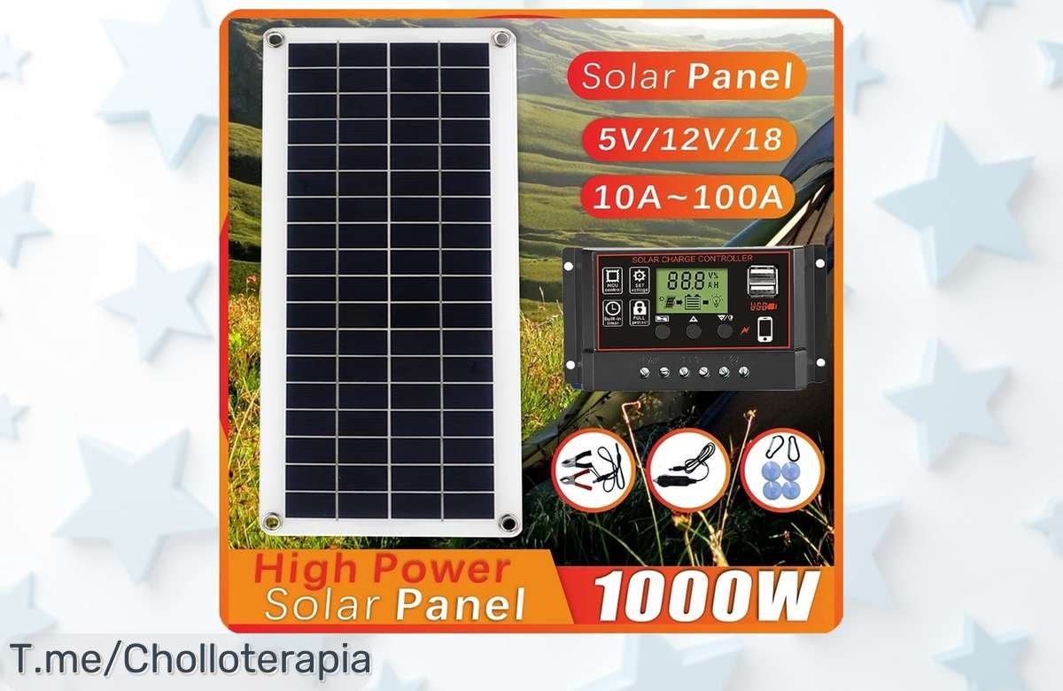 Panel solar 20W1000W con cargador y controlador único en el mercado aprovecha este super chollo de precio loco para energía portátil ¡ofertón que vuelan actúa ya!