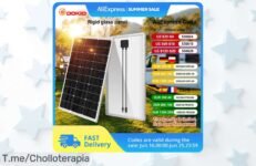 Panel solar Dokio 18V súper resistente con silicio monocristalino precio de ganga nunca visto ilumina tu hogar o camping oferta limitada corre y aprovecha este super chollo