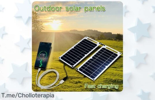 Panel solar dual súper rápido resistente al agua para cargar móviles en cualquier aventura un ofertón con descuento brutal nunca visto compra ya este super chollo precio de ganga y oferta limitada