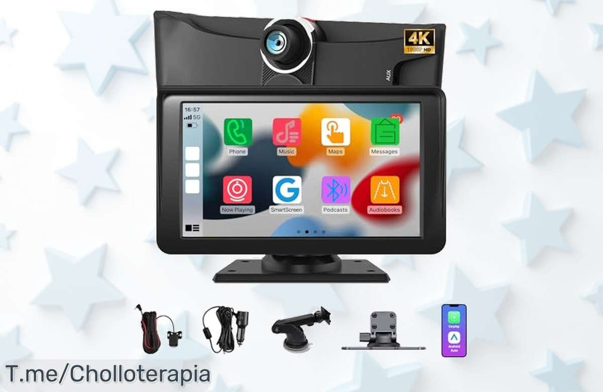 Pantalla coche 7” con cámaras en 4K y Bluetooth cinco punto cero a precio loco para disfrutar música, llamadas y navegación alucinante ¡ofertón nunca visto compra ya!