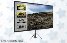 Pantalla para proyector 100 con trípode ajustable hasta 250 cm imagen en 4K HD formato perfecto video precio loco nunca visto super chollo oferta limitada actúa ya