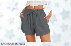 Pantalones cortos mujer verano con cintura elástica y bolsillos super chollo con diseño fresco que combina perfecto oferta nunca vista corre por tu precio de ganga hoy