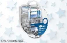 Philips WhiteVision H4 efecto xenon con luz blanca potente y clara un super chollo con descuento brutal que mejora tu visión en carretera aprovecha ya este precio loco antes que desaparezca