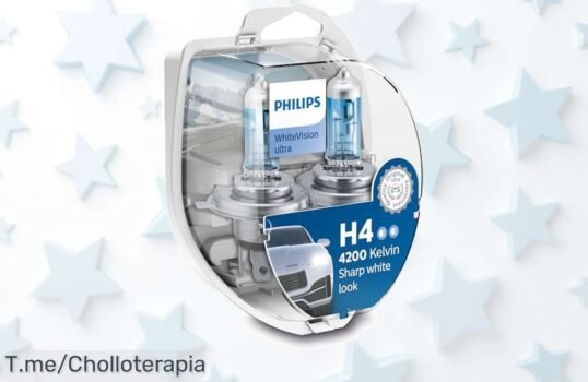 Philips WhiteVision H4 efecto xenon con luz blanca potente y clara un super chollo con descuento brutal que mejora tu visión en carretera aprovecha ya este precio loco antes que desaparezca