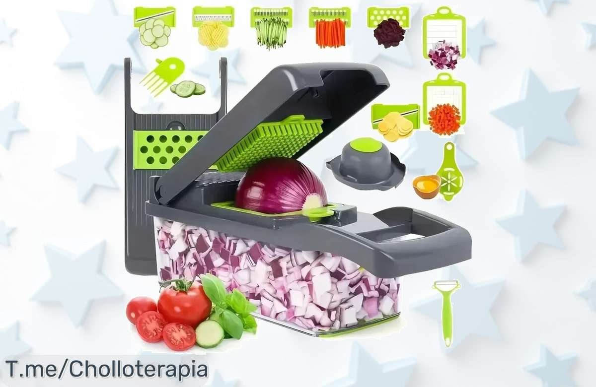 Picadora de verduras 14 en 1 con mango y rejilla el súper chollo que hace cortar fácil rápido disfruta un descuento brutal solo por tiempo limitado actúa ya