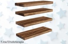 Pipishell estantería pared madera Paulownia cuatro baldas flotantes con descuento brutal precio loco super chollo oferta única no esperes consigue antes que vuelen