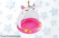 Piscina hinchable unicornio con techo y suelo súper resistente precio loco nunca visto disfruta chapuzones seguros corre por este super chollo descuento brutal ya