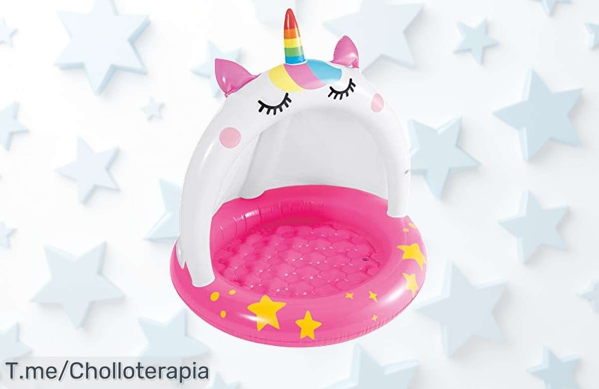 Piscina hinchable unicornio con techo y suelo súper resistente precio loco nunca visto disfruta chapuzones seguros corre por este super chollo descuento brutal ya