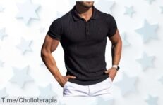 Polo deportivo ajustado para hombres con patrón plano al mejor precio de ganga nunca visto solo por tiempo limitado aprovecha este descuento brutal y corre a comprar ya