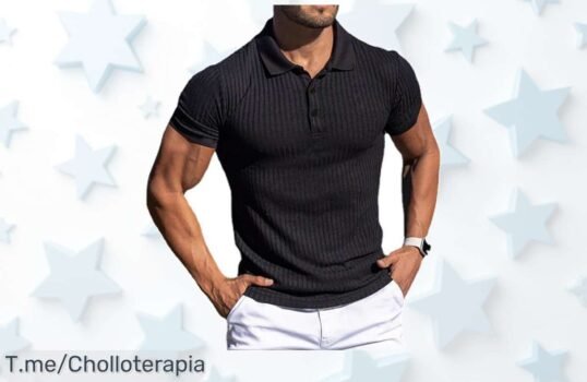 Polo deportivo ajustado para hombres con patrón plano al mejor precio de ganga nunca visto solo por tiempo limitado aprovecha este descuento brutal y corre a comprar ya